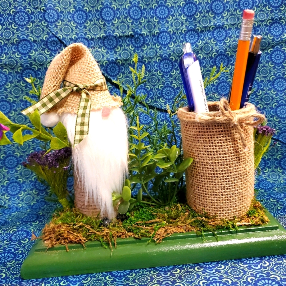 Handmade Gnome Pencil/Pen holder Sculpture